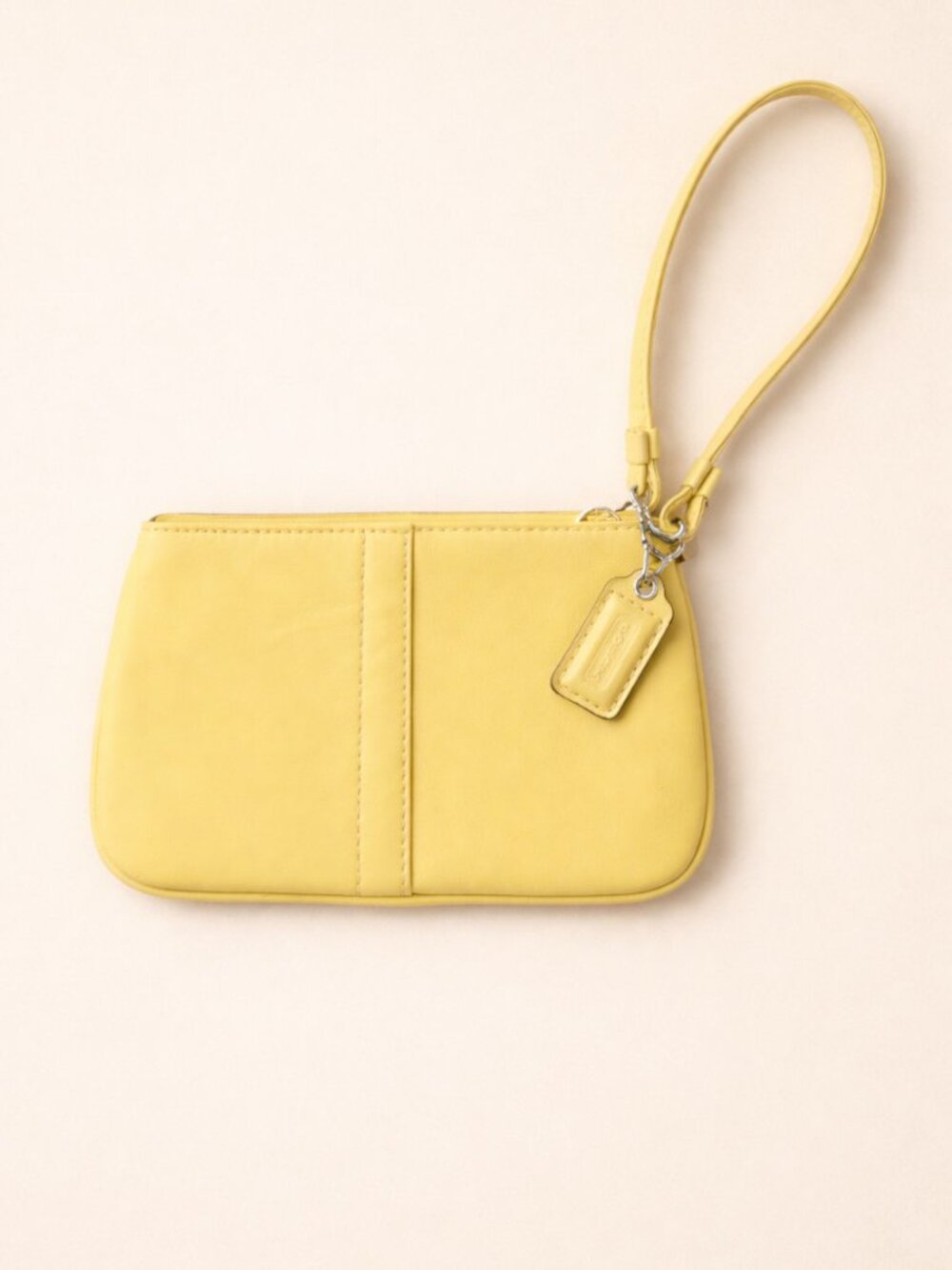 Coach Butter Yellow Leather Small Wristlet Zip Pouch NWOT